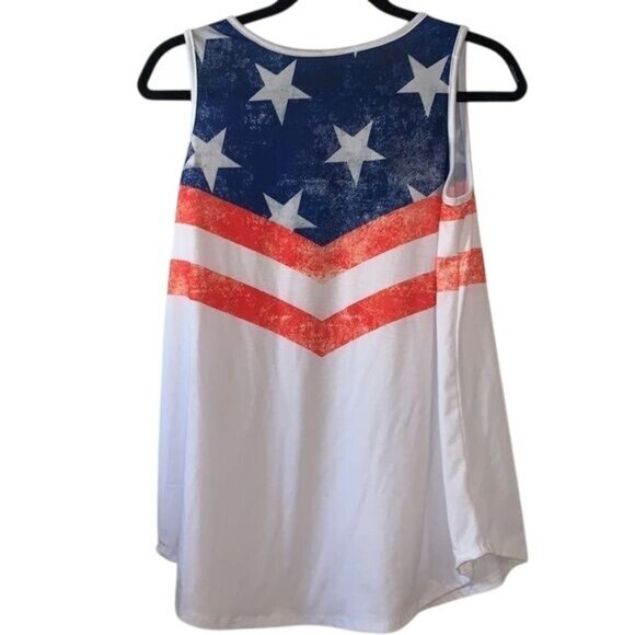 Womens American Flag Printed Tank Top Sleeveless By Acting Pro - Picture 6 of 10